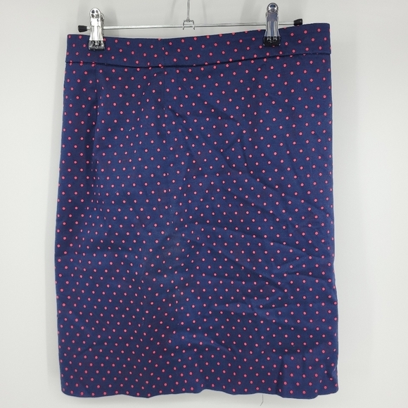 J.Crew Womens No.2 Pencil Skirt Blue With Red Polka dot Size 0 - Picture 5 of 11